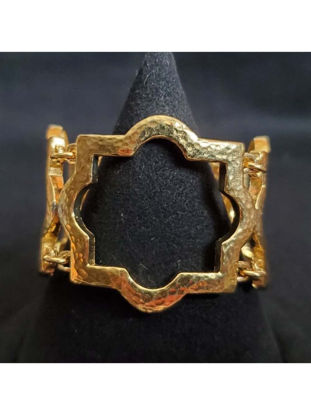 Vintage Monet Bracelet Gold Tone Wide Open Link 6.25"